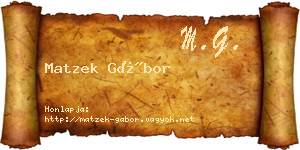 Matzek Gábor névjegykártya